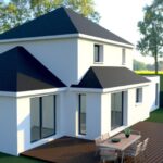 Perspective 3D de l’avant-projet maison avec combles, côté jardin