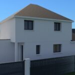 Perspective 3D de l’avant-projet maison avec combles, façade avec garage
